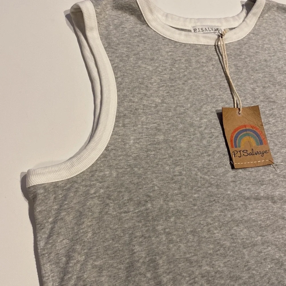 PJ Salvage Medium Heather Gray Tank Top Crew Neck PJ Top New D31e - Picture 8 of 14